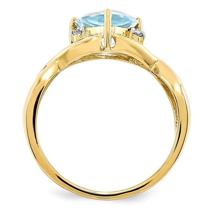 Rings 14K Yellow Gold Rhodium Blue Topaz and White Topaz Trillion Ring Goldia