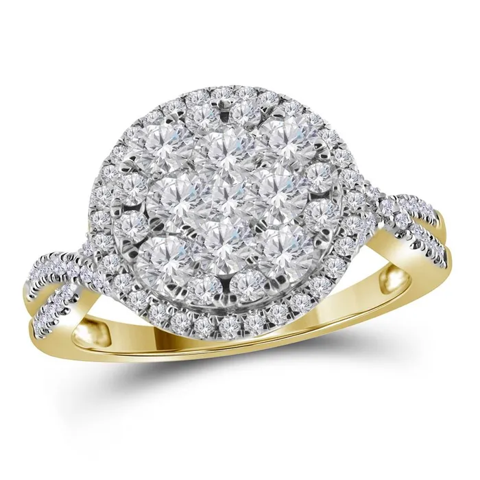 Rings 14k Yellow Gold Round Diamond Circle Cluster Ring 1 Cttw gndatlanta Rings 14k Yellow Gold Round Diamond Circle Cluster Ring 1 Cttw gndatlanta