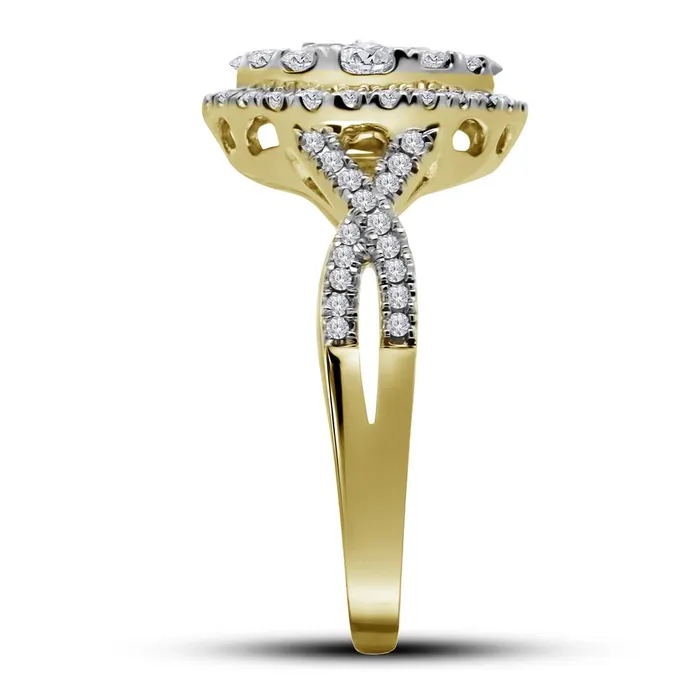 Rings 14k Yellow Gold Round Diamond Circle Cluster Ring 1 Cttw gndatlanta