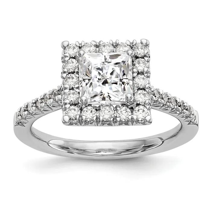 Rings 14kw Square Halo Simulated Diamond Engagement Ring Goldiacom