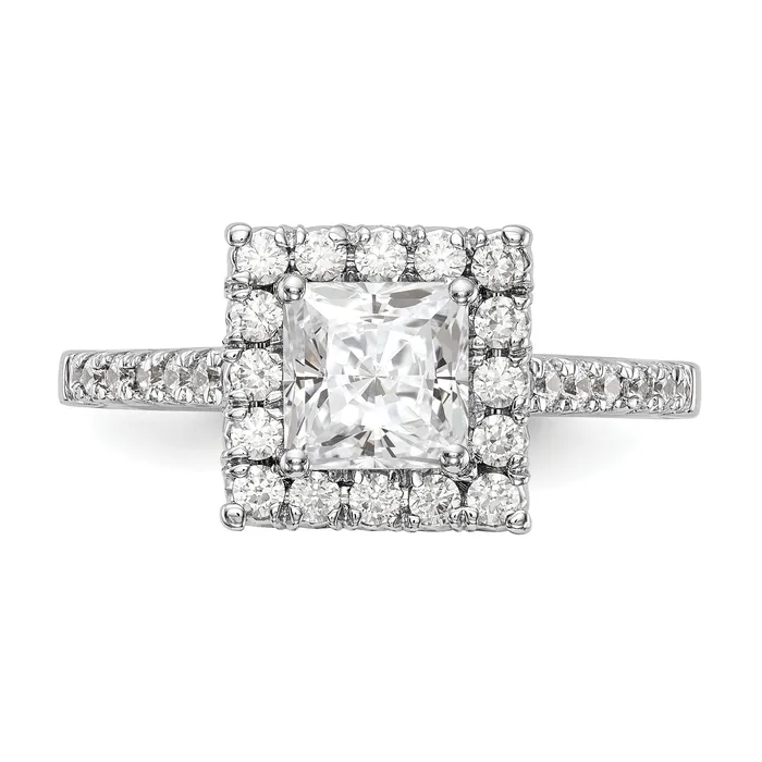 Rings 14kw Square Halo Simulated Diamond Engagement Ring Goldiacom