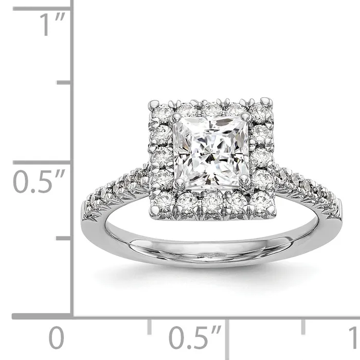 Rings 14kw Square Halo Simulated Diamond Engagement Ring Goldiacom