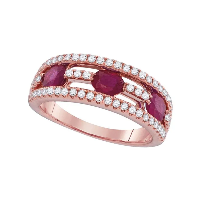 Rings 18k Rose Gold Oval Ruby 3stone Anniversary Ring 158 Cttw gndatlanta Rings 18k Rose Gold Oval Ruby 3stone Anniversary Ring 158 Cttw gndatlanta