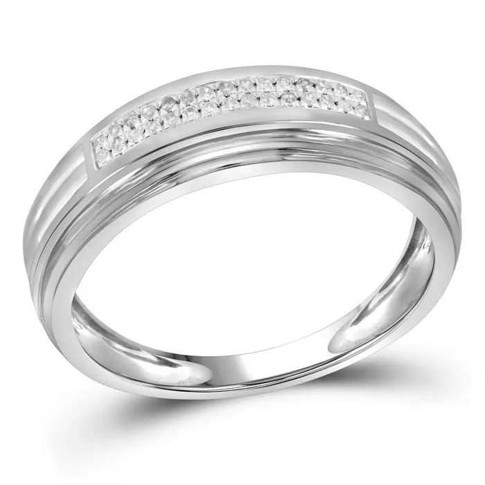 Rings gndatlanta 10k Twotone White Gold Round Diamond Double Row Wedding Band 110 Cttw Rings gndatlanta 10k Twotone White Gold Round Diamond Double Row Wedding Band 110 Cttw