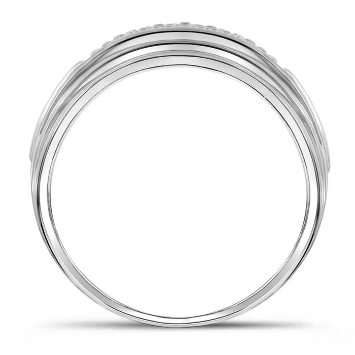 Rings gndatlanta 10k Twotone White Gold Round Diamond Double Row Wedding Band 110 Cttw