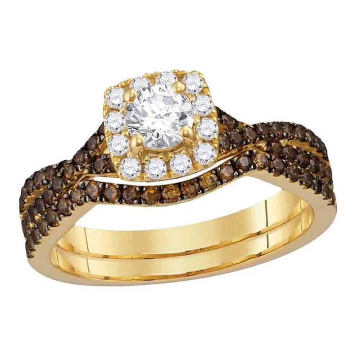 Rings gndatlanta 14k Rose Gold Round Diamond Bridal Wedding Ring Set 1 Cttw Rings gndatlanta 14k Rose Gold Round Diamond Bridal Wedding Ring Set 1 Cttw