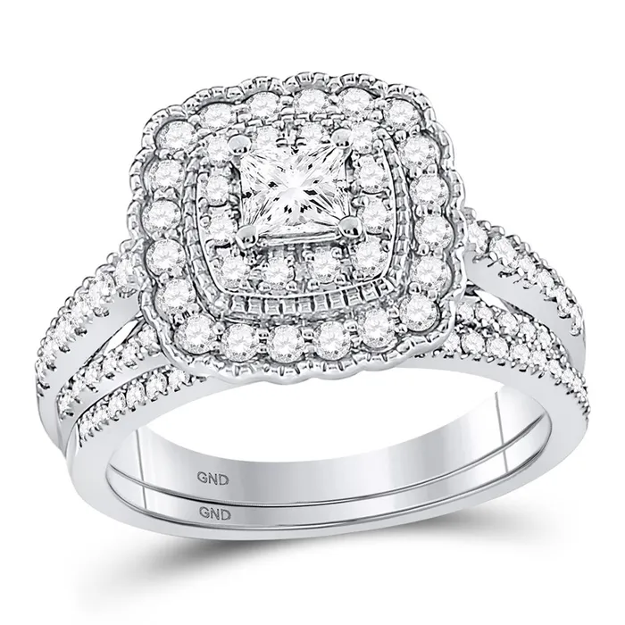 Rings gndatlanta 14k White Gold Princess Diamond Bridal Wedding Ring Set 1 Cttw Certified Rings gndatlanta 14k White Gold Princess Diamond Bridal Wedding Ring Set 1 Cttw Certified