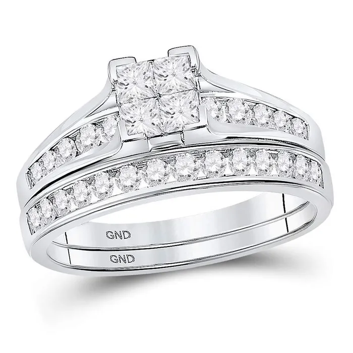 Rings gndatlanta 14k White Gold Princess Diamond Bridal Wedding Ring Set 78 Cttw Rings gndatlanta 14k White Gold Princess Diamond Bridal Wedding Ring Set 78 Cttw
