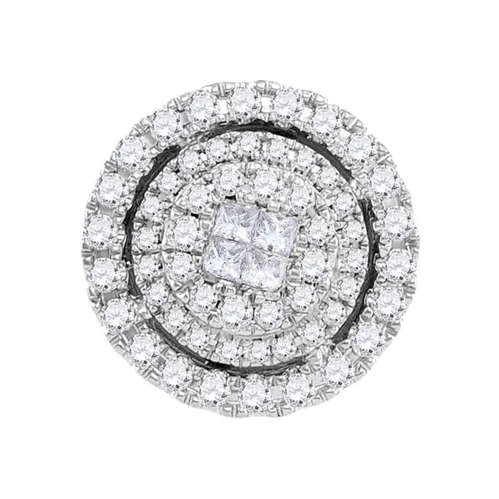 Rings gndatlanta 14k White Gold Princess Round Diamond Cluster Pendant 12 Cttw