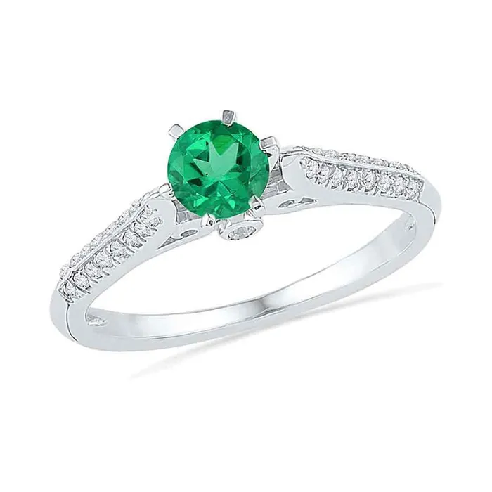 Rings gndatlanta 14k White Gold Round Created Emerald Solitaire Ring 58 Cttw Rings gndatlanta 14k White Gold Round Created Emerald Solitaire Ring 58 Cttw