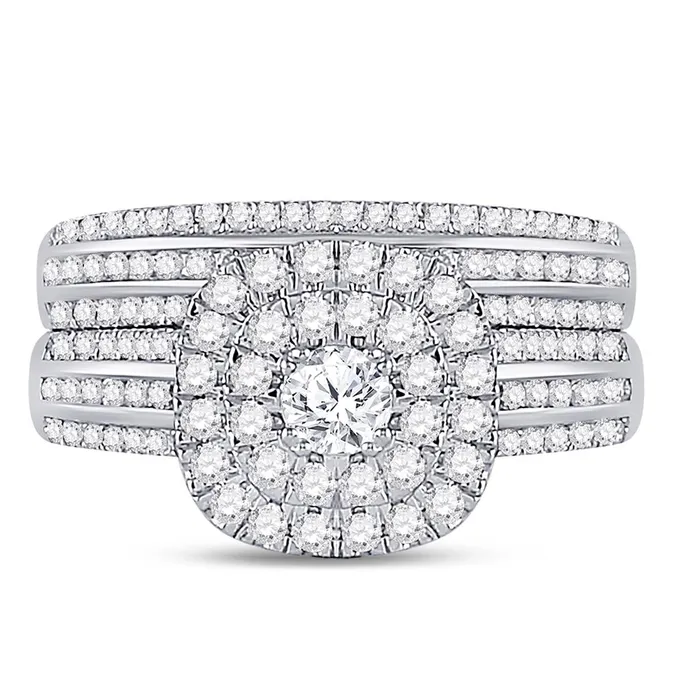 Rings gndatlanta 14k White Gold Round Diamond Bridal Wedding Ring Set 1 Cttw Rings gndatlanta 14k White Gold Round Diamond Bridal Wedding Ring Set 1 Cttw