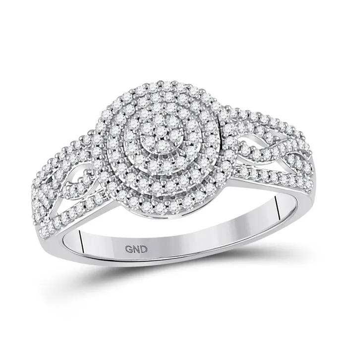 Rings gndatlanta 14k White Gold Round Diamond Circle Cluster Ring 13 Cttw Rings gndatlanta 14k White Gold Round Diamond Circle Cluster Ring 13 Cttw