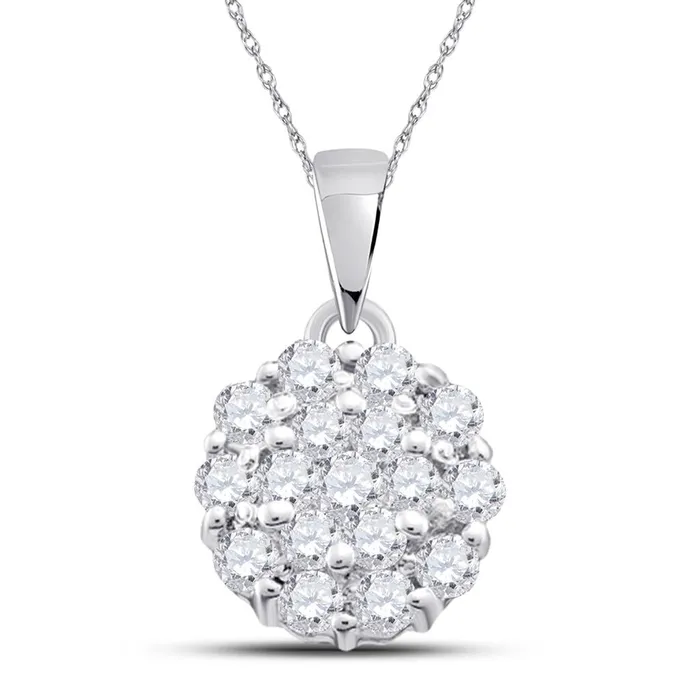 Rings gndatlanta 14k White Gold Round Diamond Flower Cluster Pendant 14 Cttw Rings gndatlanta 14k White Gold Round Diamond Flower Cluster Pendant 14 Cttw
