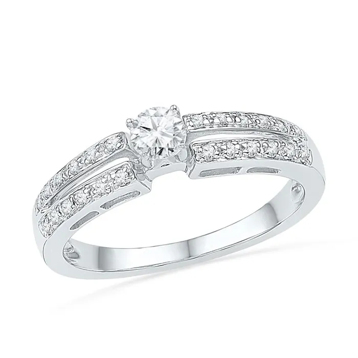 Rings gndatlanta 14k White Gold Round Diamond Solitaire Bridal Engagement Ring 14 Cttw Rings gndatlanta 14k White Gold Round Diamond Solitaire Bridal Engagement Ring 14 Cttw