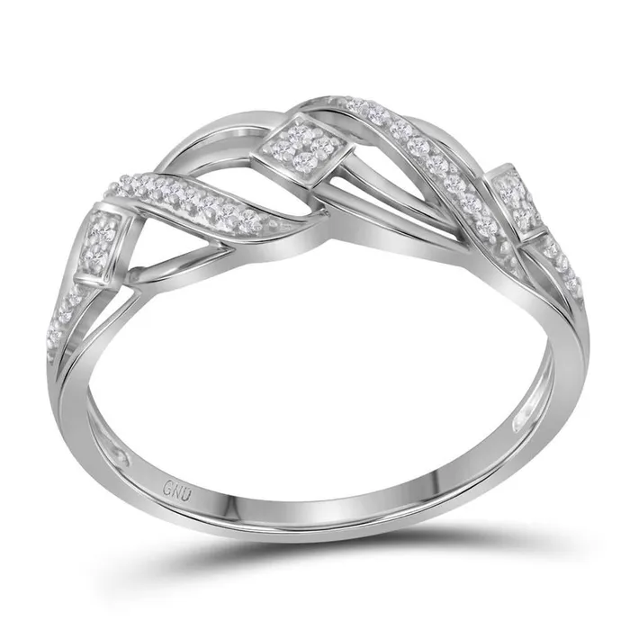 Rings gndatlanta 14k White Gold Round Diamond Striped Band Ring 110 Cttw Rings gndatlanta 14k White Gold Round Diamond Striped Band Ring 110 Cttw