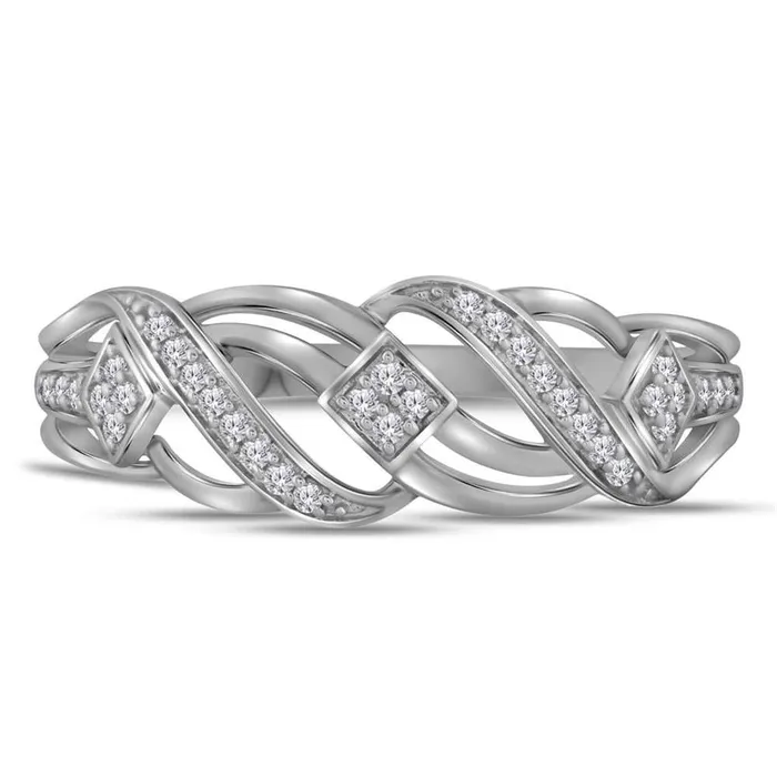 Rings gndatlanta 14k White Gold Round Diamond Striped Band Ring 110 Cttw