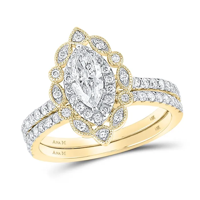 Rings gndatlanta 14k Yellow Gold Marquise Diamond Bridal Wedding Ring Set 114 Cttw Certified Rings gndatlanta 14k Yellow Gold Marquise Diamond Bridal Wedding Ring Set 114 Cttw Certified