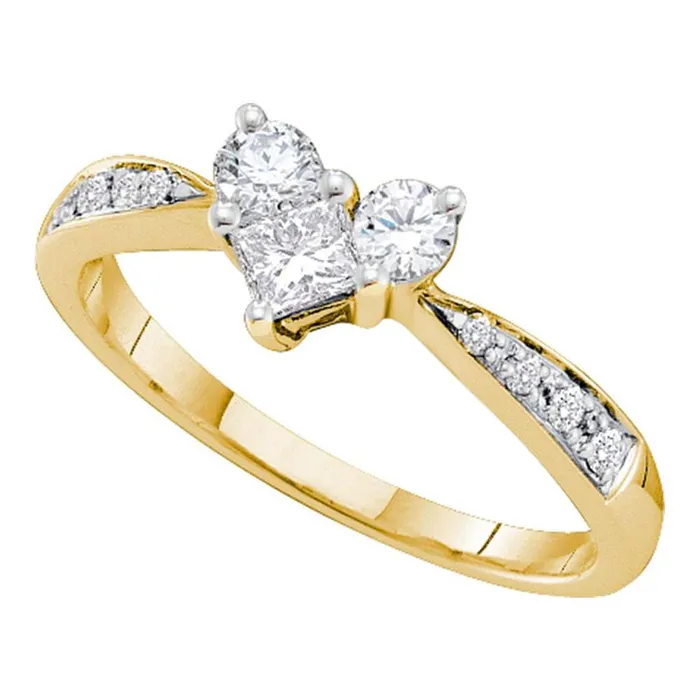 Rings gndatlanta 14k Yellow Gold Princess Diamond Heart Bridal Engagement Ring 12 Cttw Rings gndatlanta 14k Yellow Gold Princess Diamond Heart Bridal Engagement Ring 12 Cttw