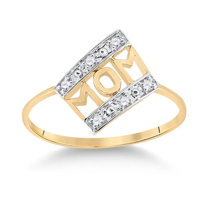 Rings gndatlanta 14k Yellow Gold Round Diamond Mom Mother Accent Ring 120 Cttw Rings gndatlanta 14k Yellow Gold Round Diamond Mom Mother Accent Ring 120 Cttw