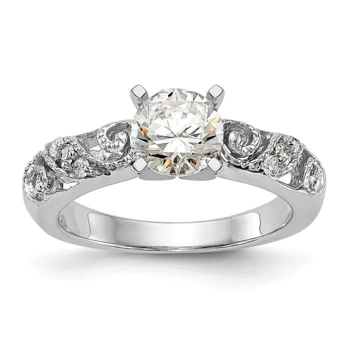 Rings Goldia 007ct CZ Solid Real 14K White Gold Peg Set Engagement Ring