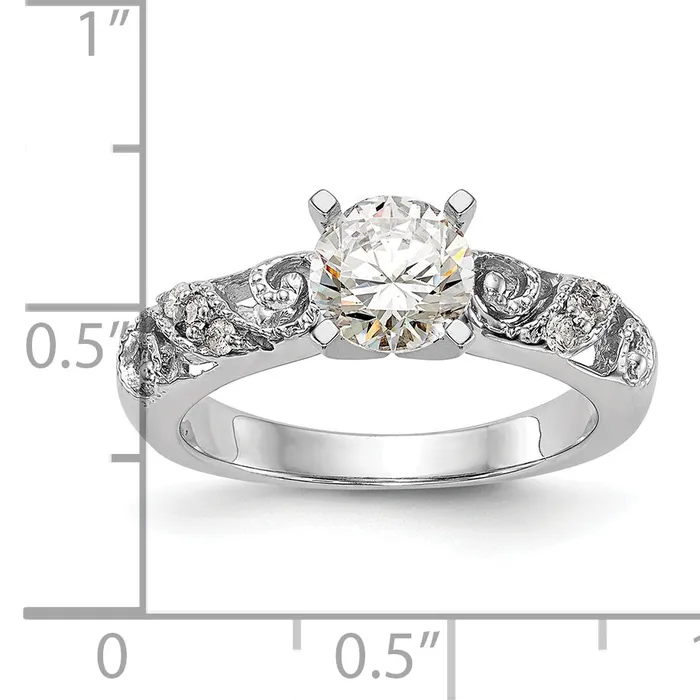 Rings Goldia 007ct CZ Solid Real 14K White Gold Peg Set Engagement Ring