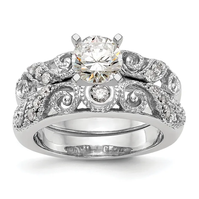 Rings Goldia 007ct CZ Solid Real 14K White Gold Peg Set Engagement Ring