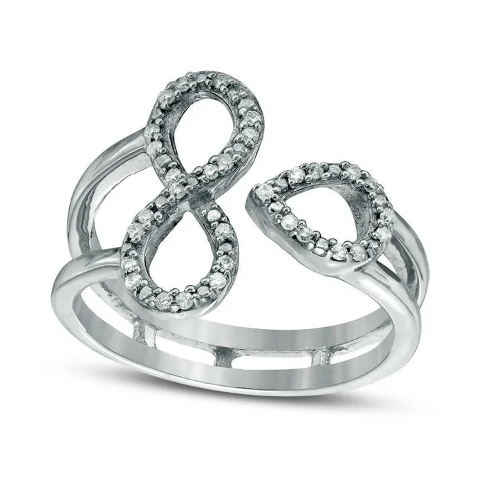 Rings Goldia 010 CT TW Natural Diamond Infinity and PearShape Open Split Shank Ring in Sterling Silver Rings Goldia 010 CT TW Natural Diamond Infinity and PearShape Open Split Shank Ring in Sterling Silver