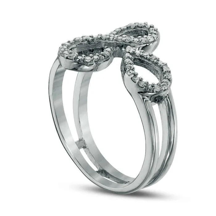 Rings Goldia 010 CT TW Natural Diamond Infinity and PearShape Open Split Shank Ring in Sterling Silver Rings Goldia 010 CT TW Natural Diamond Infinity and PearShape Open Split Shank Ring in Sterling Silver