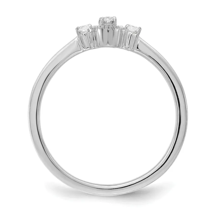 Rings Goldia 012ct CZ Solid Real 14k White Polish Beaded Edges 3 stone Oval Complete Dia Ring