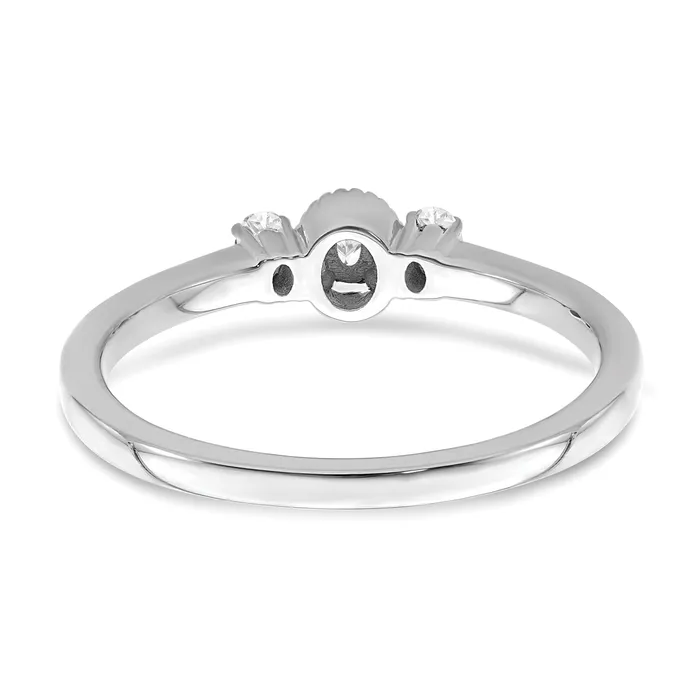 Rings Goldia 012ct CZ Solid Real 14k White Polish Beaded Edges 3 stone Oval Complete Dia Ring
