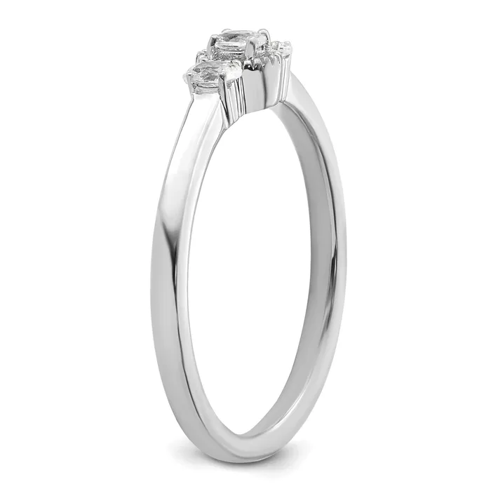 Rings Goldia 012ct CZ Solid Real 14k White Polish Beaded Edges 3 stone Oval Complete Dia Ring
