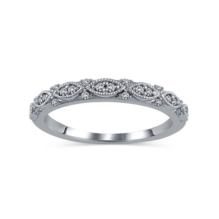 Rings Goldia 013 CT TW Natural Diamond Art Deco Anniversary Band in Solid 14K White Gold Rings Goldia 013 CT TW Natural Diamond Art Deco Anniversary Band in Solid 14K White Gold