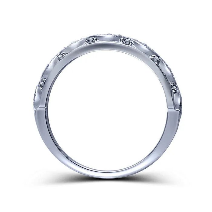 Rings Goldia 013 CT TW Natural Diamond Art Deco Anniversary Band in Solid 14K White Gold Rings Goldia 013 CT TW Natural Diamond Art Deco Anniversary Band in Solid 14K White Gold