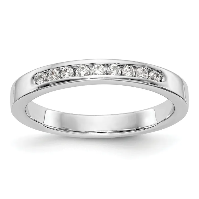 Rings Goldia 015ct CZ Solid Real 14K White Gold 9Stone Channel Wedding Band Ring Rings Goldia 015ct CZ Solid Real 14K White Gold 9Stone Channel Wedding Band Ring