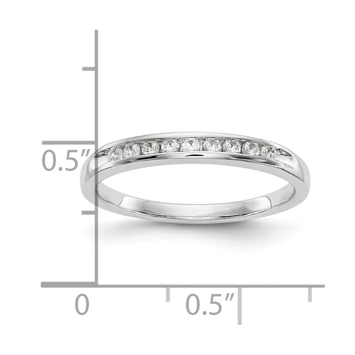 Rings Goldia 015ct CZ Solid Real 14K White Gold 9Stone Channel Wedding Band Ring