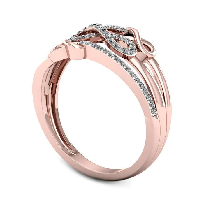 Rings Goldia 017 CT TW Natural Diamond Triple Infinity MultiRow Ring in Solid 10K Rose Gold Rings Goldia 017 CT TW Natural Diamond Triple Infinity MultiRow Ring in Solid 10K Rose Gold