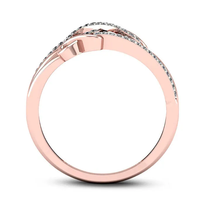 Rings Goldia 017 CT TW Natural Diamond Triple Infinity MultiRow Ring in Solid 10K Rose Gold Rings Goldia 017 CT TW Natural Diamond Triple Infinity MultiRow Ring in Solid 10K Rose Gold