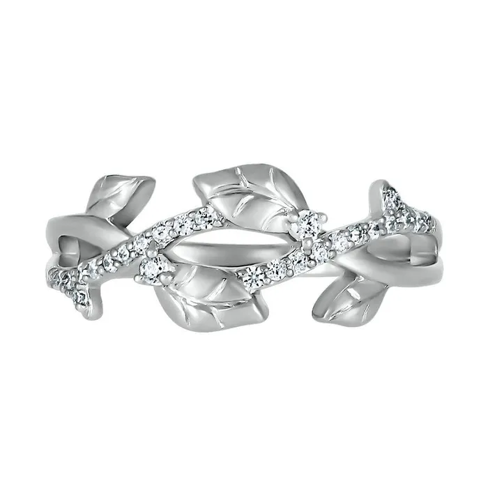 Rings Goldia 017 CT TW Natural Diamond Twist Leaf Ring in Sterling Silver Rings Goldia 017 CT TW Natural Diamond Twist Leaf Ring in Sterling Silver