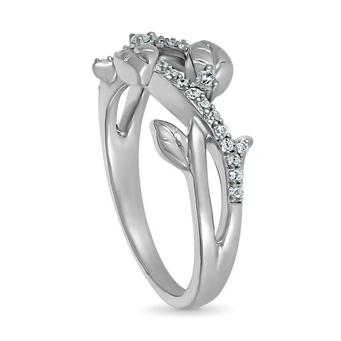Rings Goldia 017 CT TW Natural Diamond Twist Leaf Ring in Sterling Silver Rings Goldia 017 CT TW Natural Diamond Twist Leaf Ring in Sterling Silver