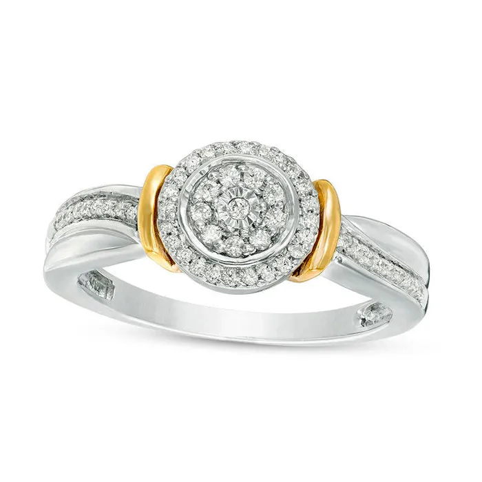Rings Goldia 020 CT TW Natural Diamond Double Frame Collar Promise Ring in Sterling Silver and Solid 10K Yellow Gold Rings Goldia 020 CT TW Natural Diamond Double Frame Collar Promise Ring in Sterling Silver and Solid 10K Yellow Gold