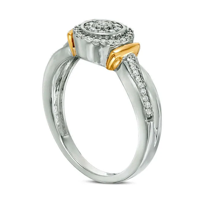 Rings Goldia 020 CT TW Natural Diamond Double Frame Collar Promise Ring in Sterling Silver and Solid 10K Yellow Gold Rings Goldia 020 CT TW Natural Diamond Double Frame Collar Promise Ring in Sterling Silver and Solid 10K Yellow Gold