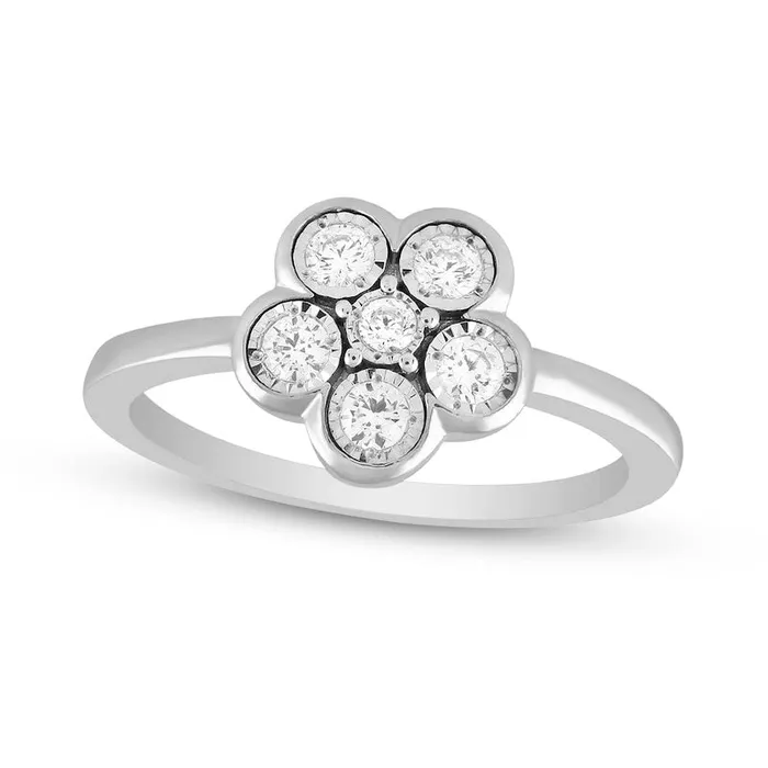 Rings Goldia 025 CT TW Composite Natural Diamond Flower Promise Ring in Solid 10K White Gold Rings Goldia 025 CT TW Composite Natural Diamond Flower Promise Ring in Solid 10K White Gold