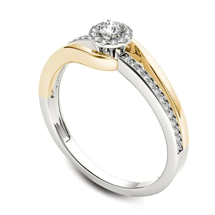 Rings Goldia 025 CT TW Natural Diamond Frame Bypass Promise Ring in Solid 14K TwoTone Gold Rings Goldia 025 CT TW Natural Diamond Frame Bypass Promise Ring in Solid 14K TwoTone Gold