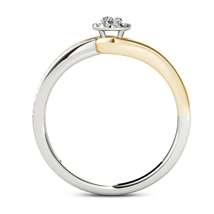 Rings Goldia 025 CT TW Natural Diamond Frame Bypass Promise Ring in Solid 14K TwoTone Gold Rings Goldia 025 CT TW Natural Diamond Frame Bypass Promise Ring in Solid 14K TwoTone Gold