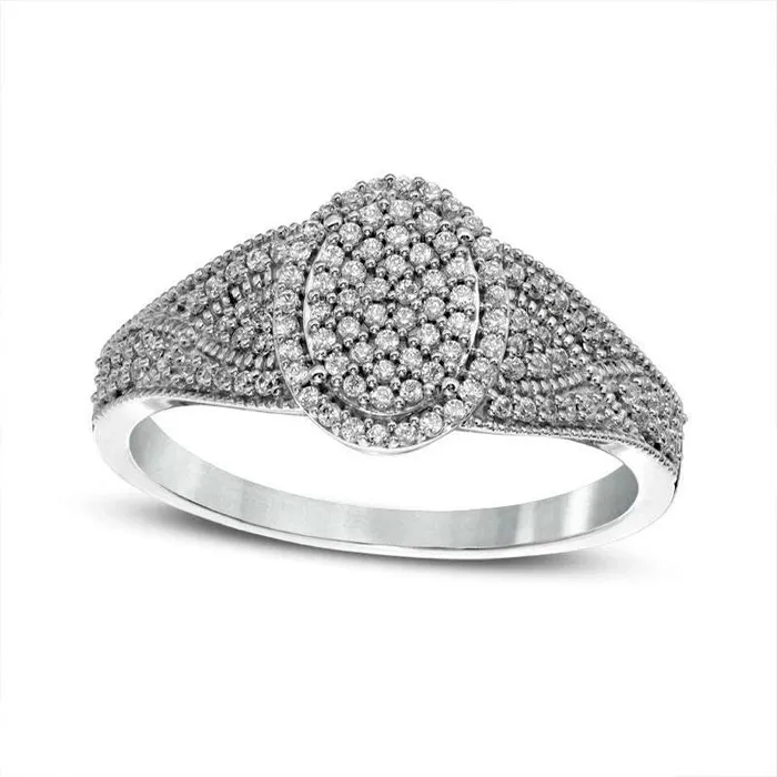 Rings Goldia 033 CT TW Composite Natural Diamond Oval Antique VintageStyle Engagement Ring in Solid 10K White Gold Rings Goldia 033 CT TW Composite Natural Diamond Oval Antique VintageStyle Engagement Ring in Solid 10K White Gold