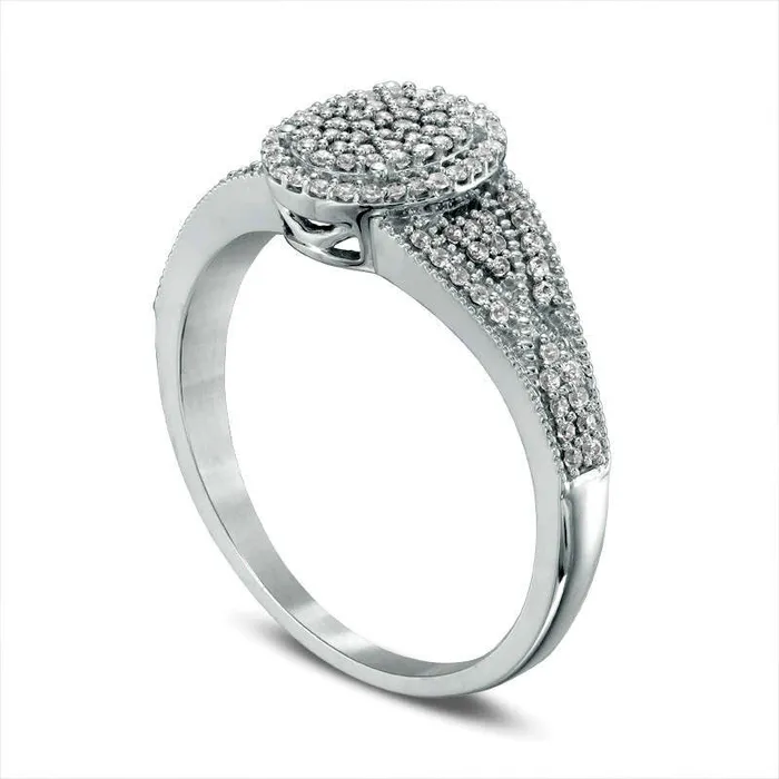 Rings Goldia 033 CT TW Composite Natural Diamond Oval Antique VintageStyle Engagement Ring in Solid 10K White Gold Rings Goldia 033 CT TW Composite Natural Diamond Oval Antique VintageStyle Engagement Ring in Solid 10K White Gold