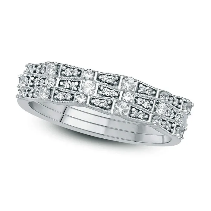 Rings Goldia 033 CT TW Natural Diamond Three Piece Stackable Anniversary Band Set in Sterling Silver Rings Goldia 033 CT TW Natural Diamond Three Piece Stackable Anniversary Band Set in Sterling Silver
