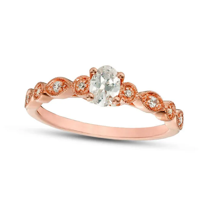 Rings Goldia 038 CT TW Oval Natural Diamond Antique VintageStyle Engagement Ring in Solid 14K Rose Gold Rings Goldia 038 CT TW Oval Natural Diamond Antique VintageStyle Engagement Ring in Solid 14K Rose Gold