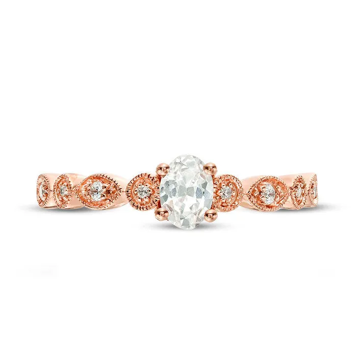 Rings Goldia 038 CT TW Oval Natural Diamond Antique VintageStyle Engagement Ring in Solid 14K Rose Gold Rings Goldia 038 CT TW Oval Natural Diamond Antique VintageStyle Engagement Ring in Solid 14K Rose Gold