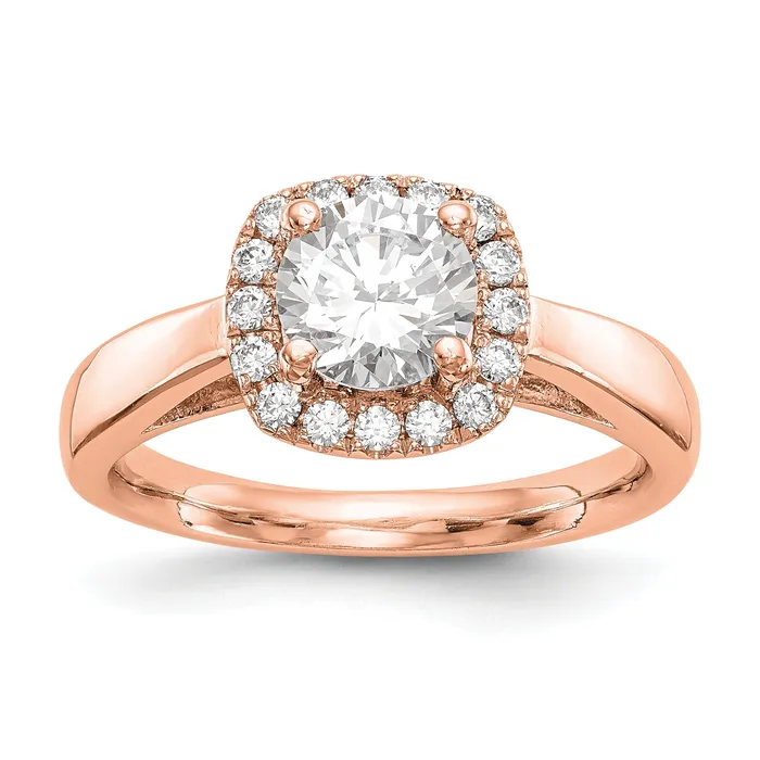 Rings Goldia 038ct CZ Solid Real 14k Rose Round Halo Engagement Ring